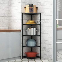 5-Tier Kitchen Corner Shelf Rack Free Standing Pot Rack for Organizer Stainless Steel Cookware Stan, 1