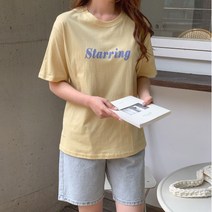 네쥬 여성 여름 기본 라운드 레터링 예쁜 반팔 티셔츠