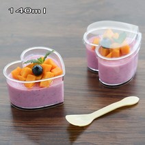 보틀케이크 용기 티라미수케이크 미니 하트케이스, 뚜껑 없는 하트컵 50pcs 140ML