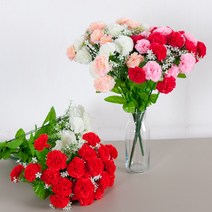리치카네이션부쉬 43cm 조화 성묘 꽃 장식 인테리어 산소 FAGAFT, 레드