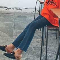 임산부 세미 부츠컷 청바지