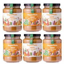 6병 묶음 땅콩 100% 피넛 버터 슈퍼너츠 땅콩버터 460g 잼 비건, 슈퍼너츠 크런치 460g X 6병