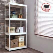 [폴던스랙] 40 30 높이 220 (cm) 4단 코팅상판 무볼트 철재 앵글선반, 화이트앵글