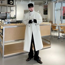 Highneck long coat 남자 하이넥 아이보리 롱코트 울 오버핏 겨울 120cm