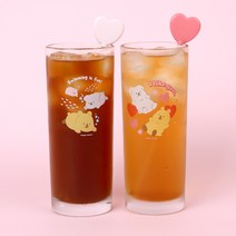 코코카 캐릭터 일자 유리컵, B) 하트