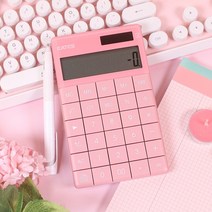 핑크 디자인 전자 계산기 [GODSHOP 예쁜 사무용 미니 이쁜 심플 컬러 무지계산기 핑크문구 소품], 단품, 단품