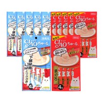 이나바 챠오 츄르 고양이 짜먹는 간식 4p, 12개입, 56g, 참치(6개입)+헤어볼 참치(6개입)