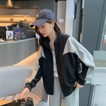FANSYLI 여자 봄가을 루즈핏 코트 야구복 점퍼 맨투맨 1A30