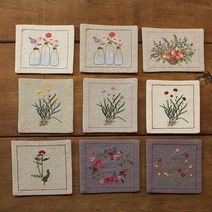 수피아코코 봄 꽃 자수 컵받침 티코스터, 10.민들레(광목)