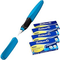 pelikan 811408 트위스트 만년필오른손잡이용 범용 순금 만년필 1개 잉크 카트리지 2개, 석유, 만년필과 카트리지