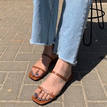 포니 두줄 스트랩 뮬 슬리퍼