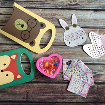 에브리띵_by블루 네일스티커 귀걸이스티커 유아동반지 선물세트 선물포장 선물박스 포함 구성, 여우상자+귀걸이(유니콘)+귀걸이(유니콘)