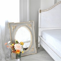 [꼬떼따블] 르자뎅 로즈 벽거울 (2size) - 대size, 하늘그레이/빈티지내츄럴