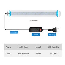 수초조명 슈퍼 슬림 LED 수족관 조명 수생 블루 화이트 18-48cm 확장 가능한 클립 어항 90-260V 컬러