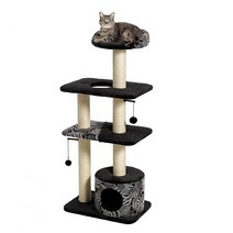 MidWest Homes for Pets 고양이 나무|고양이 타워 가구 사이잘로 쌓여있는 스크래칭 기둥이 있는 5단의 나무 및 높은 곳에서 내려다 볼 수 횃대 검은색흰색 패턴, Tower Cat Furniture Black Pat, Black/White Floral_Tower Cat F