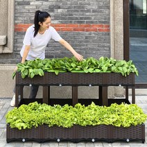 플랜트 박스 베란다 텃밭 화분 집에서 상추 키우기 마이 상자 배란다 직사각 옥상 미니텃밭, (1단 x 3칸)120x40x23cm