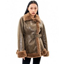 RUNNINGHIGH 크랙 레더 시어링 무스탕 자켓 [카키] CRACK LEATHER SHEARING MUSTANG JACKET [KHAKI]