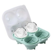 QELEG 뚜껑이 있는 아이스 큐브 트레이 3D 장미 모양 아이스 큐브 몰드 아이스 볼 메이커 BPA 프리 몰드 쉽게 분리되는 실리콘 및 유연한 트레이 냉동실 이유식에 가