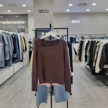 에이비에프지 AFY4QW53/넥 포인트 슬림 니트 숏 티셔츠