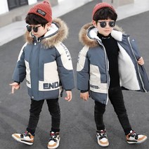 FANSYLI 아동 화이트 오리털 패딩 남아 기모 도톰 쇼트 점퍼 겨울 코트 4156호 6F
