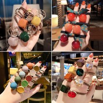 예쁜 안아픈 헤어 머리끈 고무줄 곱창 검정 당고 포인트 올림 똥 머리 밴드 굵은 두꺼운 팔찌 방울 짱짱한, mc292 A_옐로우
