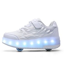 바퀴달린신발 휠릭스 운동화 롤러슈즈 롤러스케이트 인라인 부츠 롤라 휠리스 Led 조명, 39, 하얀
