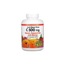 네추럴팩터스 씹어먹는 비타민씨 복숭아 패션후르츠 망고맛 500mg 180개 아스코르브산 아스코르빈산 아스코브산 아스코르브산나트륨