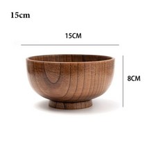 나무 밥그릇 국그릇 품질 과일 샐러드 천연 나무 국수 쌀 수프 주방용품 접시 그릇, 15cm