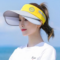 골프모자 골프 모자 햇빛차단모자 썬캡 여성 야외운동 여성라이딩 코디하기쉬운 배색 태양 차양모자, yellow 빛 노랑