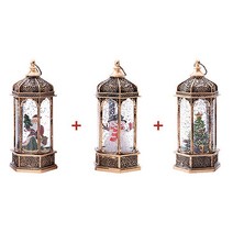 크리스마스 워터볼 랜턴 LED 무드등 워터 스노우볼 인테리어소품 선물 눈사람+트리+산타 1+1+1개, 육각램프(산타+눈사람+트리)