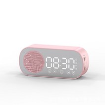 휴대용스피커 LED 미러 디지털 알람 시계 서브 우퍼 무선 블루투스 스피커 MP3 FM 라디오 5.0 전화 홀더 기능, 03 pink