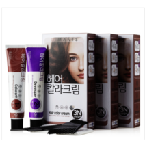매니스 칼라크림 천연식물을 사용한 새치머리전용 염색약, 3개, 진한갈색