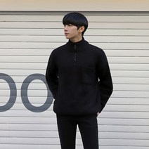 남자 니트 스웨터 가을 겨울 하프 터틀넥 블랙 미드넥