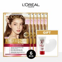 Hmall기획세트 로레알파리 엑셀랑스 크림 염모제 6개+TR5헤어팩50ml+케이프, 1호-흑색 6개