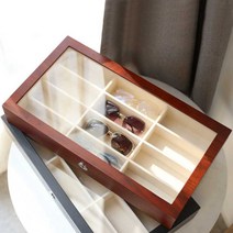 안경 진열장 수집 정리 선글라스 보관대 서랍 수납함, 상세 페이지 참고, 호두무늬목 12그리드
