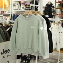 지프키즈[인천점] 소매 곰 와펜과 등판 레터링 자수로 포인트를 준 로고 맨투맨 티셔츠입니다~^^