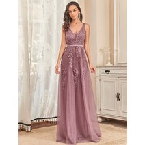 드레스 파티 이브닝 우아한 이브닝 드레스 긴 레이스 구슬 Vneck 민소매 2022 Ever Pretty of Dusty Blue S, 05 Orchid_07 16