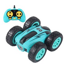 RC 자동차 2.4G 4CH 드리프트 스턴트 양면 바운스 스턴트 자동차 3.7 인치 락 크롤러 롤 자동차 360 도 플립 키즈 로봇 RC 자동차 완구 RC 자동차 완구, blue