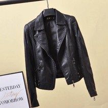 중년 여성 가죽자켓 봄 가을 라이더자켓 슬림핏 오토바이 짧은 타이트 블랙