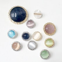 비즈라이프 캣츠아이 보석단추5, B-0055  25mm 캣츠아이 7번단추, 금도금, 1개