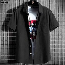 DFMEI 반팔 셔츠 남성 캐주얼 탑 남성 3/4 소매 옥스포드 스피닝 화이트 셔츠 인치