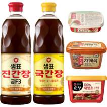 샘표 진간장 금F3 860ml + 국간장 860ml + 순창 태양초 고추장 500g + 해찬들 재래식 된장 500g + 증정 해찬들 초고주창 170g