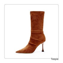 티피/Teepie 셔링 스틸레토 미들부츠녀7cm