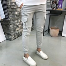 용된다 남자 겨울 두꺼운 옆포켓 기모 카고 조거팬츠