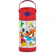 THERMOS 아동용 펀테이너 스테인리스 스틸 보온 빨대 텀블러 12 온스 헬로 키티, FUNTAINER 12 Ounce Bottle, Mickey Mouse Red