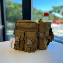 이지큅 투포켓 스포츠 물병 힙색 자전거 여행 스포츠 웨이스트백, 브라운