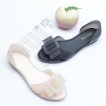 원스테이션 여성 리본 아쿠아 젤리플랫슈즈