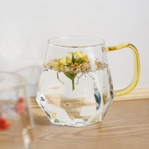 컬러 핸들컵 홈카페 다이아 내열 유리 머그컵 집들이 선물 *350ml 450ml*, 450ml, 그린