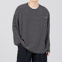 스타일에스 남자 오버핏 긴팔티 구김없는 스트라이프 링클프리 긴팔 티셔츠