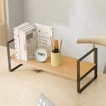 우드 수납 선반 사이드 책상위 책장 책상정리 아크릴 스탠딩 철제 선반책꽂이, 1단40cm